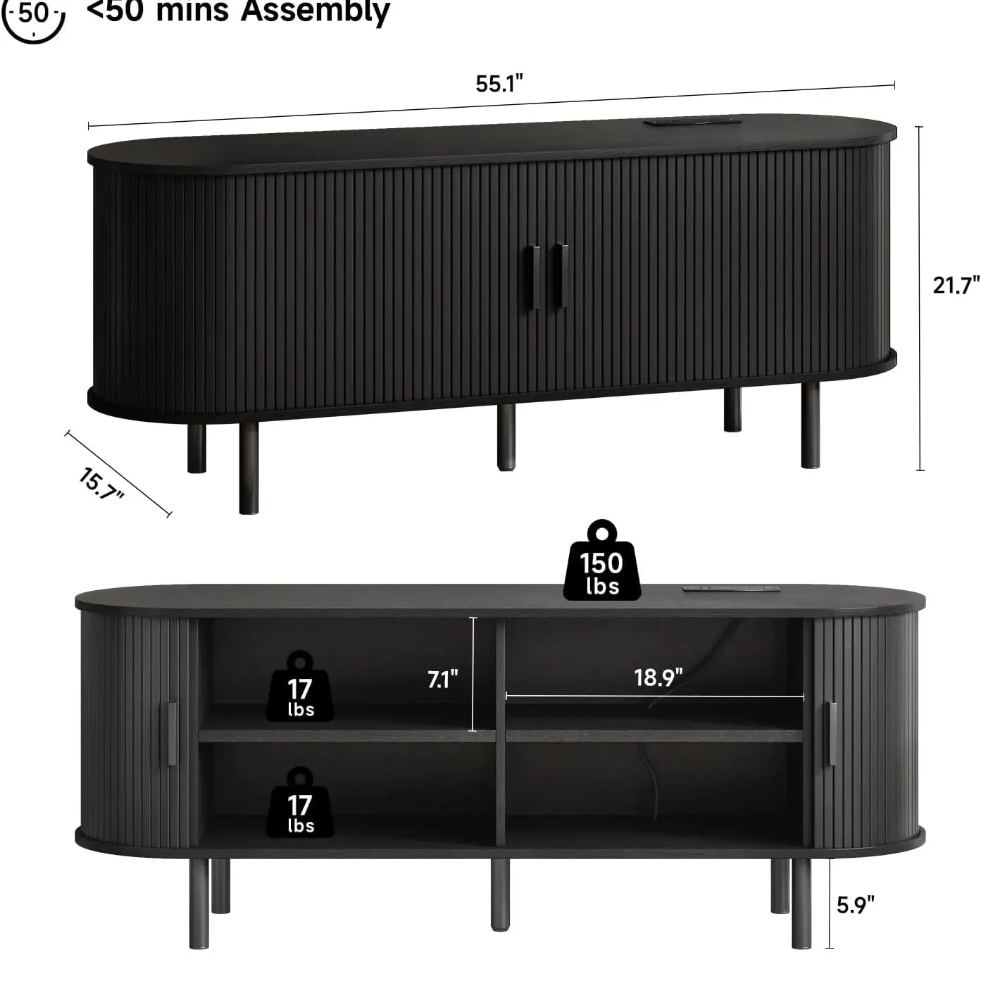 Mueble para TV con Puertas Corredizas