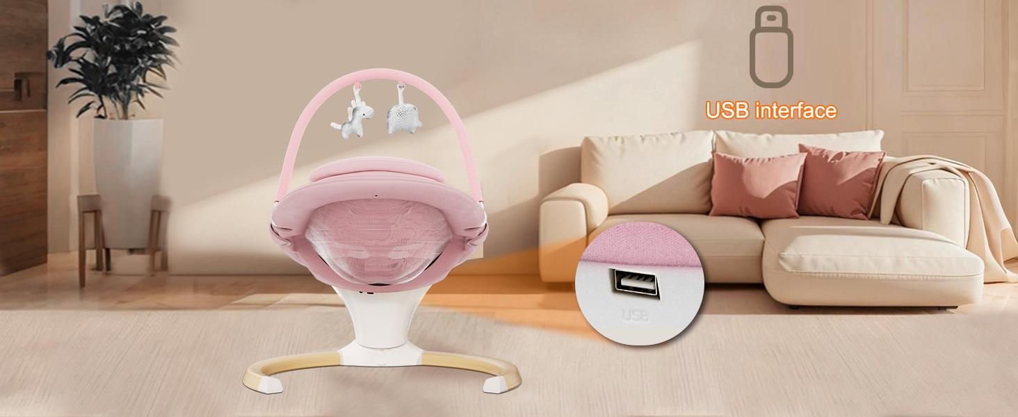 Baby Swing for Infants to Toddler| Portable Infant Swing , Rocker for Newborn with 5 Speeds, 5-Point Harness for Baby Boy Girl Swing with Music