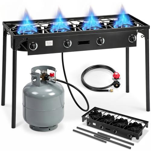 ROVSUN 1/2/3/4 Burner Propane Gas Stove,75000-225000 BTU High Pressure | CSA Regulator Included | Perfect for Camping, Turkey Frying, Home Brewing & More,TikTokShopBlackFriday