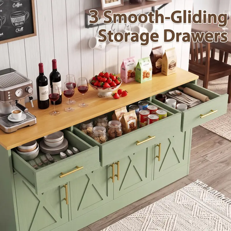 Walsunny Kitchen Buffet Sideboard Cabinet with 4 Doors and 3 Drawers, Entryway Adjustable Storage Shelf, Farmhouse Coffee Bar Cabinet for Kitchen, White Wooden Storage Cabinet Walsunny Kitchen Buffet Sideboard Cabinet with 4 Doors and 3 Drawers, Entryway Adjustable Storage Shelf, Farmhouse Coffee Bar Cabinet for Kitchen, White Wooden Storage Cabinet