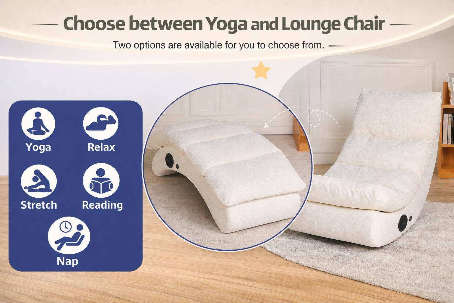 [300lbs Capacity] Chenille Fabric 1-Person Recliner Rocking Chair - Ergonomic Yoga Chair for Adults, Zero Gravity Chair, Skin-Friendly, Good Rebound, Space-Saving, Easy to Move, Living Room Furniture with Built-in Speakers, Supportive Sitting