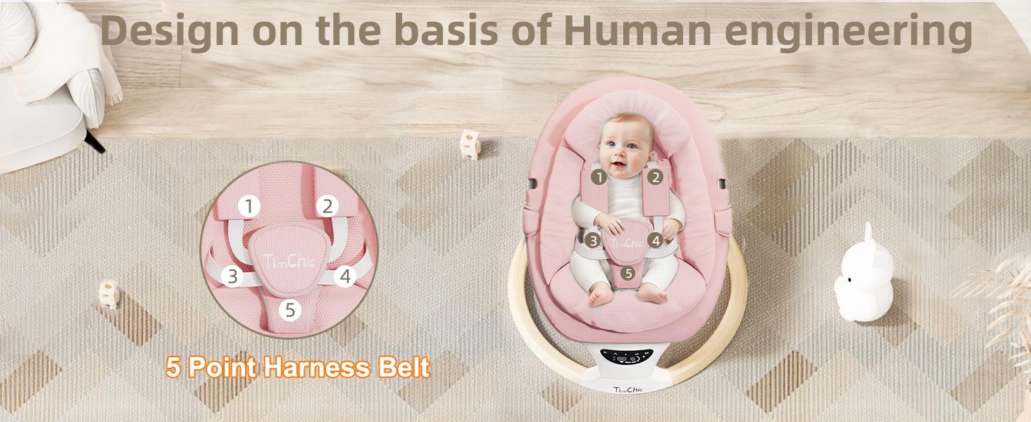 Baby Swing for Infants to Toddler| Portable Infant Swing , Rocker for Newborn with 5 Speeds, 5-Point Harness for Baby Boy Girl Swing with Music