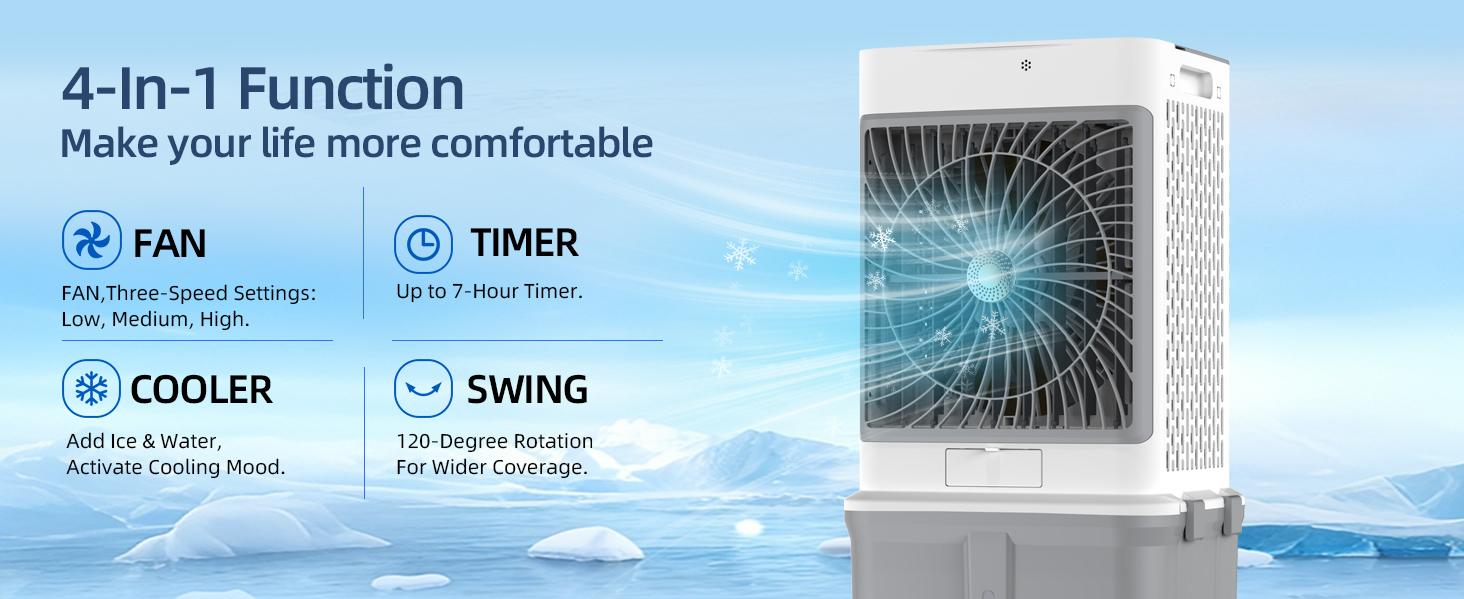 KTO Evaporative Air Cooler Fan & Air Cooling &Essential Oil,35L Water Tank,2500CFM Portable Cooling Fan,3Speeds,7H Timer,Smart Remote,Swamp Cooler for House,Bedroom,Outdoor Camping Vlogging Kit KTO Evaporative Air Cooler Fan & Air Cooling &Essential Oil,35L Water Tank,2500CFM Portable Cooling Fan,3Speeds,7H Timer,Smart Remote,Swamp Cooler for House,Bedroom,Outdoor Camping Vlogging Kit