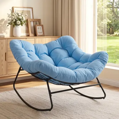 Sillón Mecedor Papasan Extragrande con Cojín Grueso y Suave