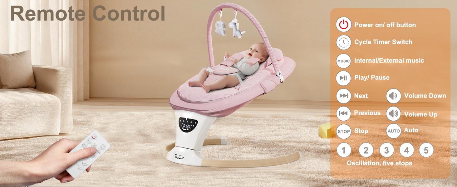 Baby Swing for Infants to Toddler| Portable Infant Swing , Rocker for Newborn with 5 Speeds, 5-Point Harness for Baby Boy Girl Swing with Music