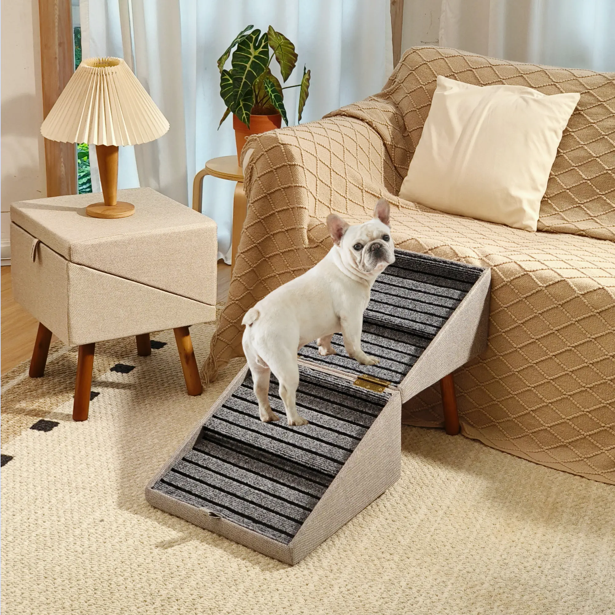 Rampa para Perros 2 en 1 Convertible en Otomana de Madera