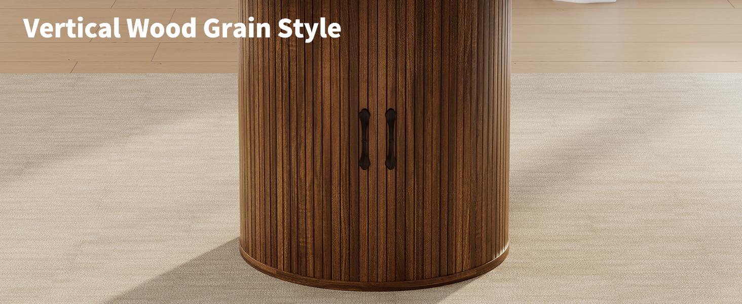 FUSOU 43'' to 59'' Extendable Round Dinning Table for 4-6-8, Dinning Room Kitchen Table with Storage, 43''-59'' Oval Circle Dinner Table with Wood Silde Door for Kitchen, Dining Room, Apartment, Walnut