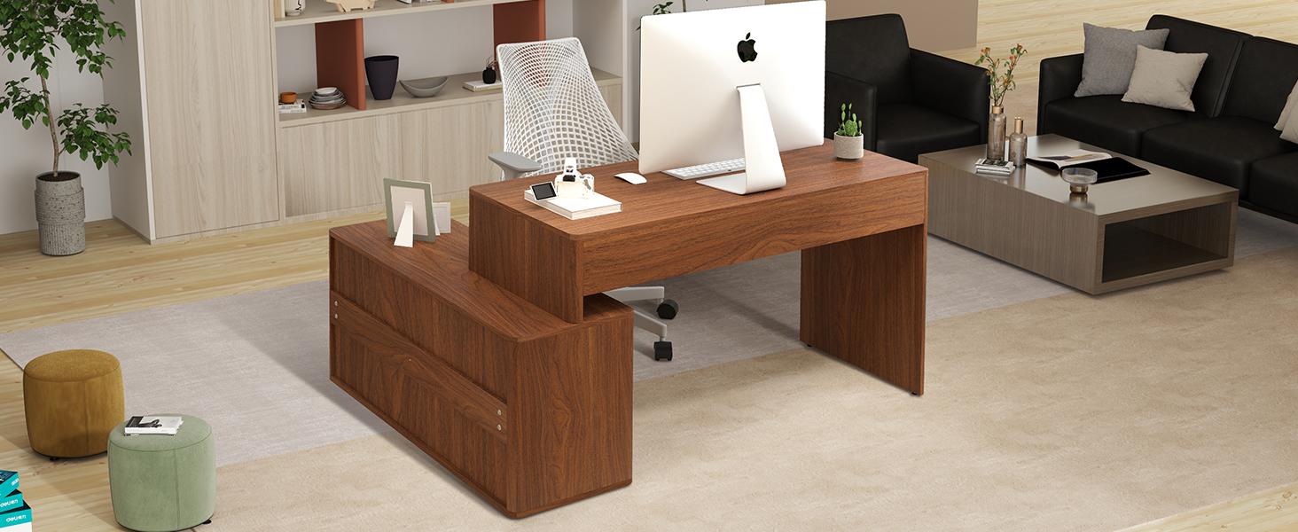 Giratree Modern Computer PC Desk Table with Storage, Corner L Shaped Desk with Drawers, Home Office Desk for Bedroom and Small Space, for Writing, Executive, Study, Work, Vanity