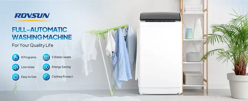 ROVSUN 17.8LBS Full-Automatic Portable Washer and Dryer Combo, 110V 400W Compact Multifunction Washing Machine Home Appliance with Stainless Steel Drum, Drain Pump, Child Lock, Smart Delay for Apartments, RV ROVSUN 17.8LBS Full-Automatic Portable Washer and Dryer Combo, 110V 400W Compact Multifunction Washing Machine Home Appliance with Stainless Steel Drum, Drain Pump, Child Lock, Smart Delay for Apartments, RV