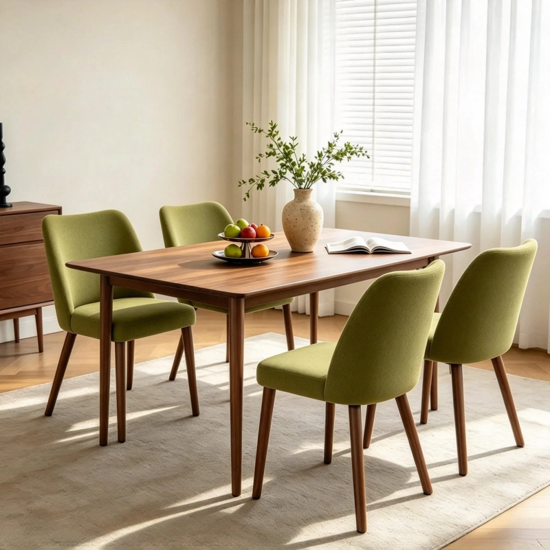 Juego de 2/4 Sillas de Comedor Tapizadas con Respaldo Alto y Patas de Madera de Caucho
