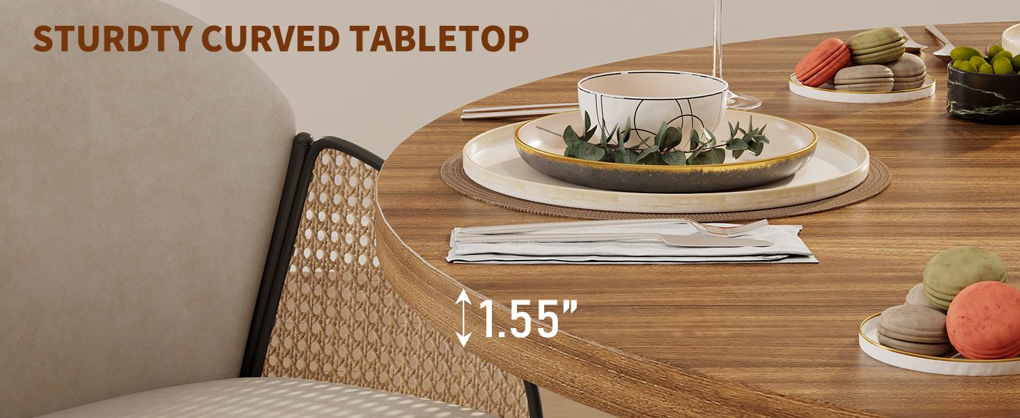 FUSOU 43'' to 59'' Extendable Round Dinning Table for 4-6-8, Dinning Room Kitchen Table with Storage, 43''-59'' Oval Circle Dinner Table with Wood Silde Door for Kitchen, Dining Room, Apartment, Walnut