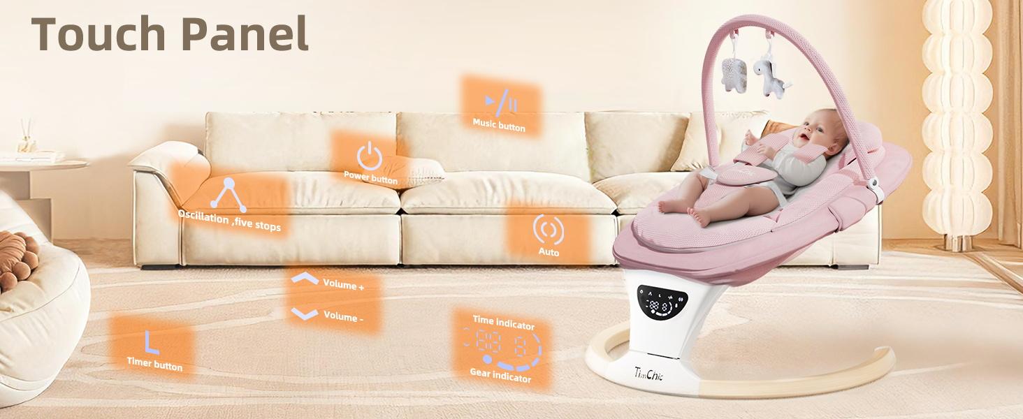 Baby Swing for Infants to Toddler| Portable Infant Swing , Rocker for Newborn with 5 Speeds, 5-Point Harness for Baby Boy Girl Swing with Music