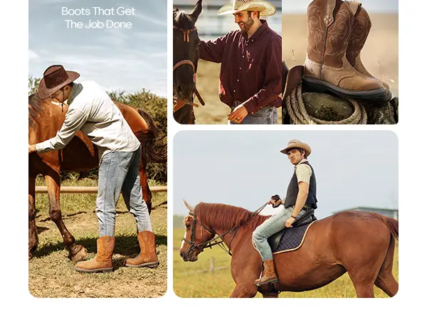 【Fall Deals】NORTIV 8 Men's Steel Toe Full Grain Leather Pull On Cuban Work Boots - Western Square Toe, Industrial Hazard Protection, Goodyear Welt Construction, Oil-Non Slip Outsole, Water Resistant Men's Shoes & Safety Footwear, Non Slip Shoes for Work