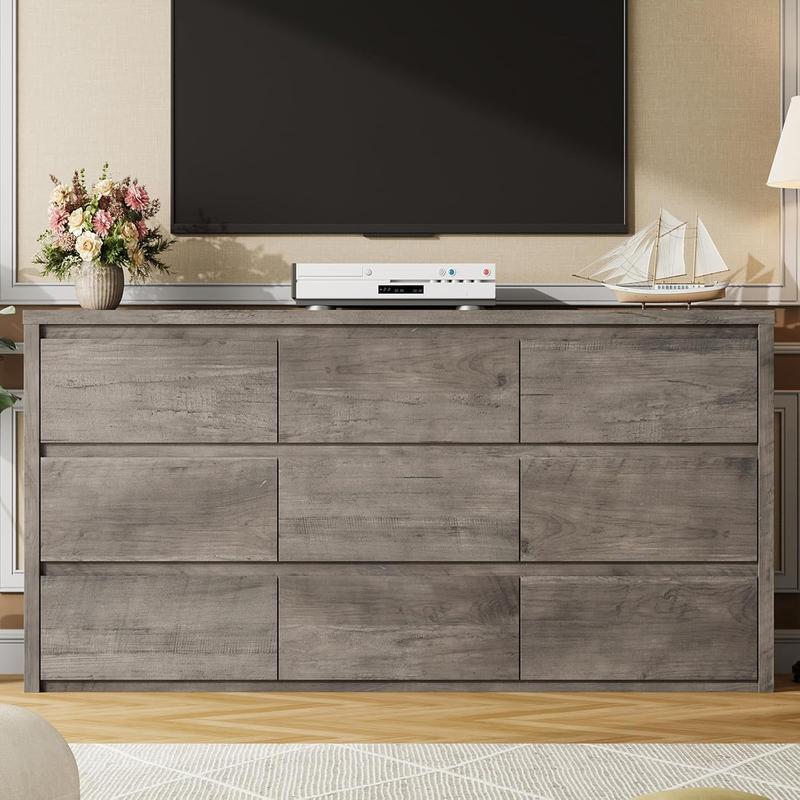 Cómoda de 9 Cajones con Acabado Madera