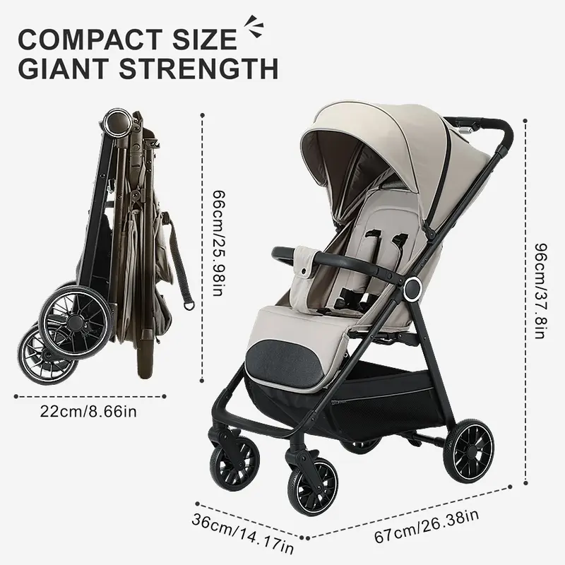 Lightweight Baby Stroller, All-Round Stroller for Babies 0-3 Years Old: One-Click Fold, Zippered Extended Sun Canopy, Only 11.68 lbs, Features Large Storage Basket,  Suitable for Travelling #sohochic