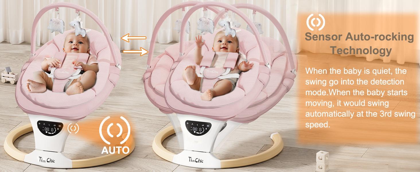 Baby Swing for Infants to Toddler| Portable Infant Swing , Rocker for Newborn with 5 Speeds, 5-Point Harness for Baby Boy Girl Swing with Music