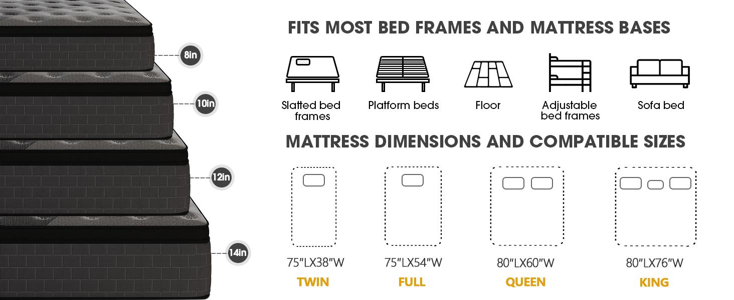 【LODEIJA】Medium Hybrid Mattress 8/10/12/14 Inch Twin Full Queen King Mattress Memory Foam And Spring Comfy,Pressure Relief,Medium Firmness,Lumbar Support,cooling, fiberglass free, motion isolation,Comfortable Sleep,home makeover 【LODEIJA】Medium Hybrid Mattress 8/10/12/14 Inch Twin Full Queen King Mattress Memory Foam And Spring Comfy,Pressure Relief,Medium Firmness,Lumbar Support,cooling, fiberglass free, motion isolation,Comfortable Sleep,home makeover