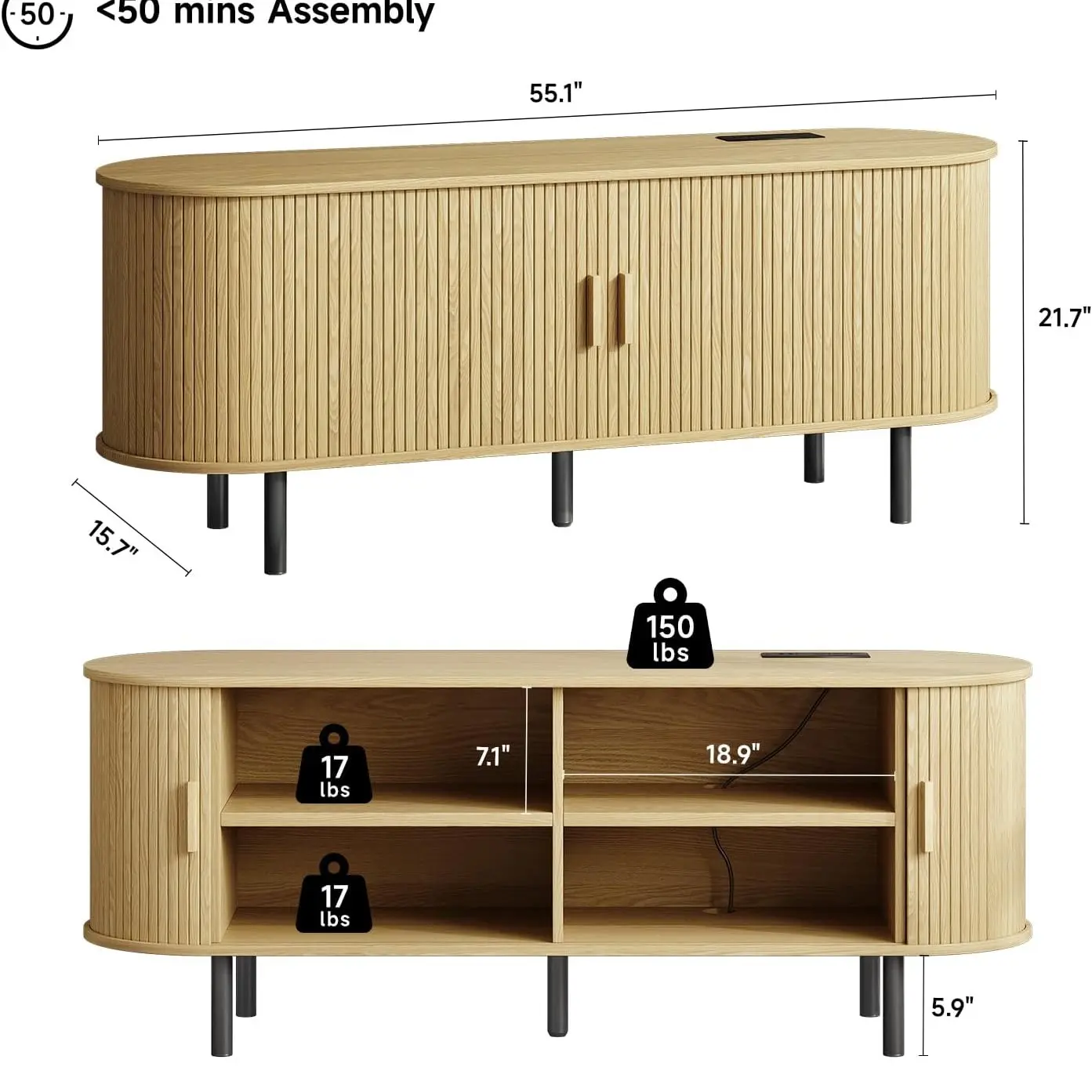 Mueble para TV con Puertas Corredizas