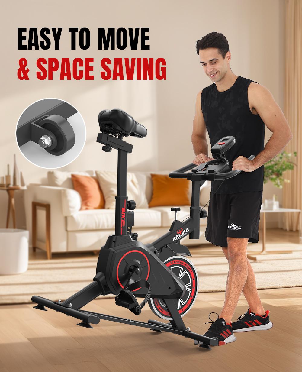 RELIFE Mini Stationary Bike - Silent Home Fitness Equipment with Alloy Steel Frame, Quiet Belt Drive, Adjustable Seat, Cardio at Home Workout Equipment