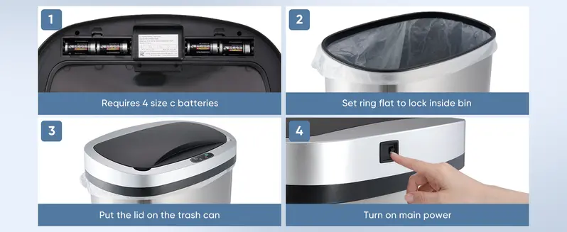 Automatic Trash Can, 13 Gallon Touchless Sensor Garbage Can，Smart trash can，Motion Sensor ，Smart Sensing，Touch-Free Sensing Easy Daily Use