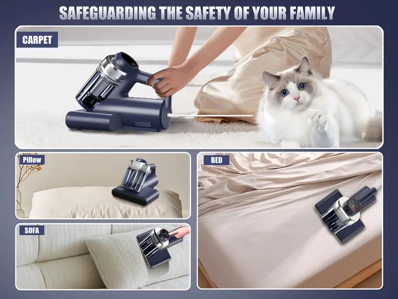 Teant Mattress Vacuum Cleaner for Dust Mites &ndash; 16kPa Powerful Suction UV-C Mattress Cleaner with Intelligent LED Display, 149&deg;F Hot Air Sterilization, Aroma & Anion, HEPA Filter, Lightweight Deep Cleaner for Pet Hair on Bed, Sofa for Clean Living