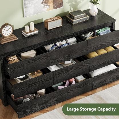 Cómoda de 9 Cajones con Acabado Madera
