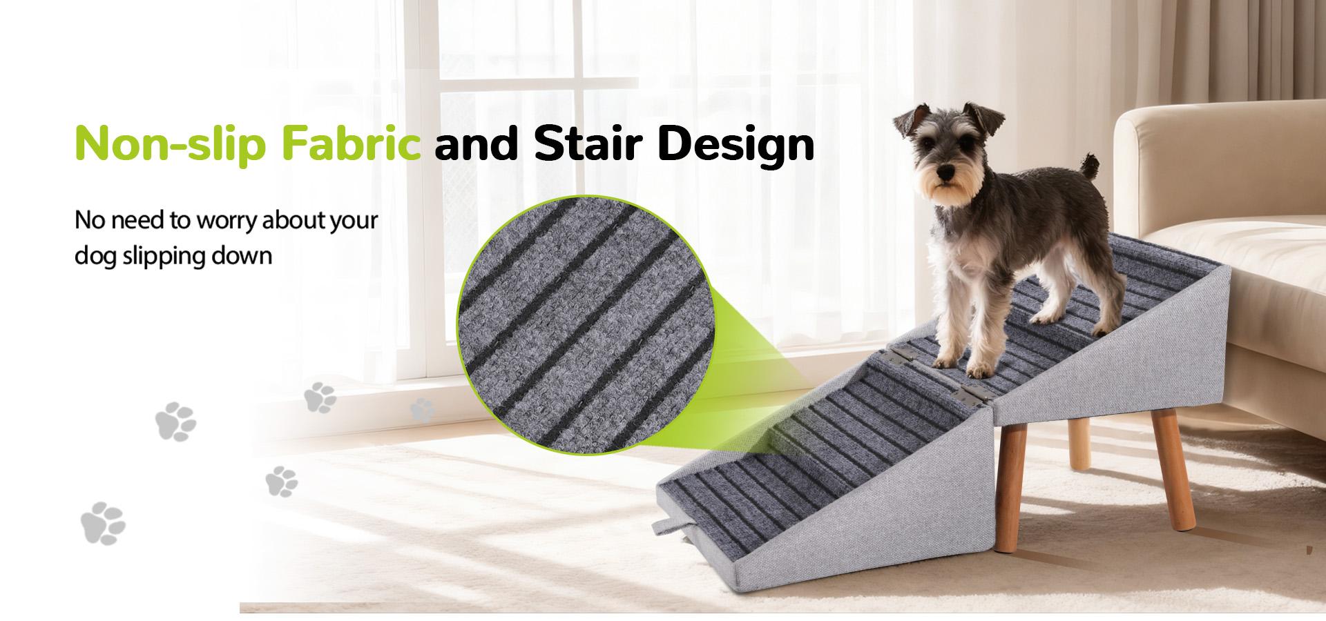 17'' Dog Stairs Ramp for Couch | Ziluce Pet Steps Wooden Ottoman Ramp for Sofa or Short Bed, for Senior,Small, Medium Dogs, Frenchbull, Dachshund, IVDD | 2-in-1 Convertible Home Step Stool with Wood Foot