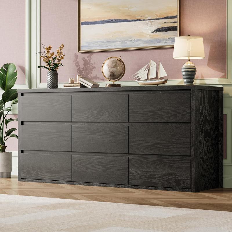 Cómoda de 9 Cajones con Acabado Madera