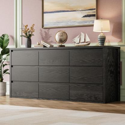 Cómoda de 9 Cajones con Acabado Madera