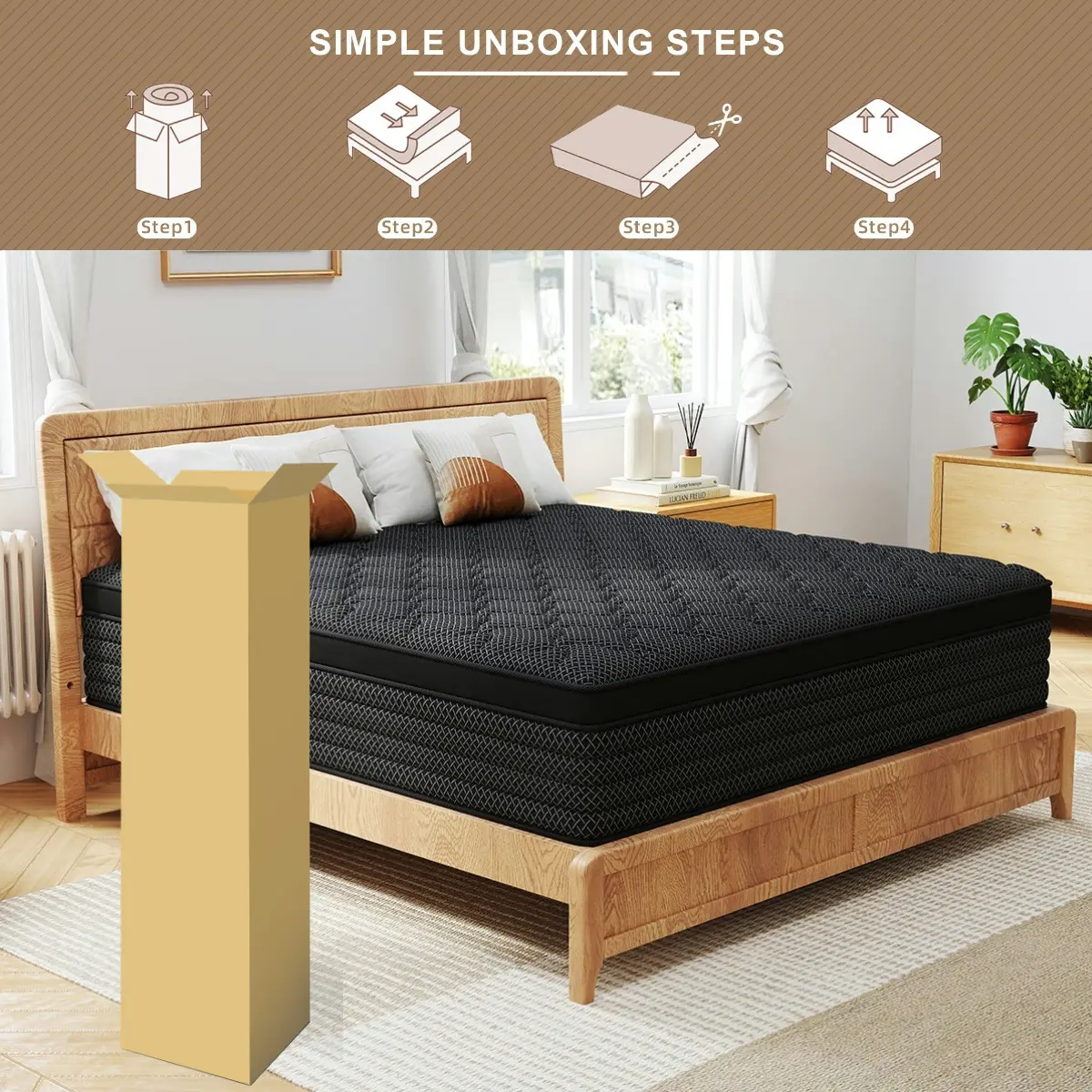 Colchón Híbrido de Espuma Memory Foam y Resortes Ensacados