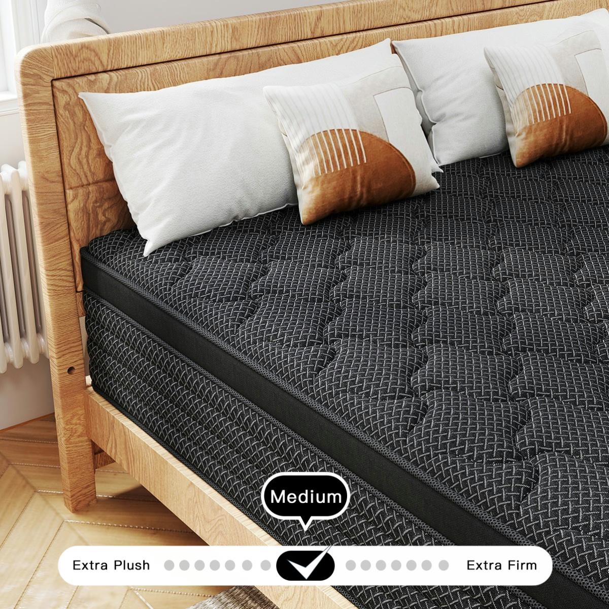 MULINATURE 12" 14" Memory Foam Mattress Hybrid Spring Twin Full Queen King Size Bed In A Box Medium Firm Comfort Body Support​ Mattresses Cool Black