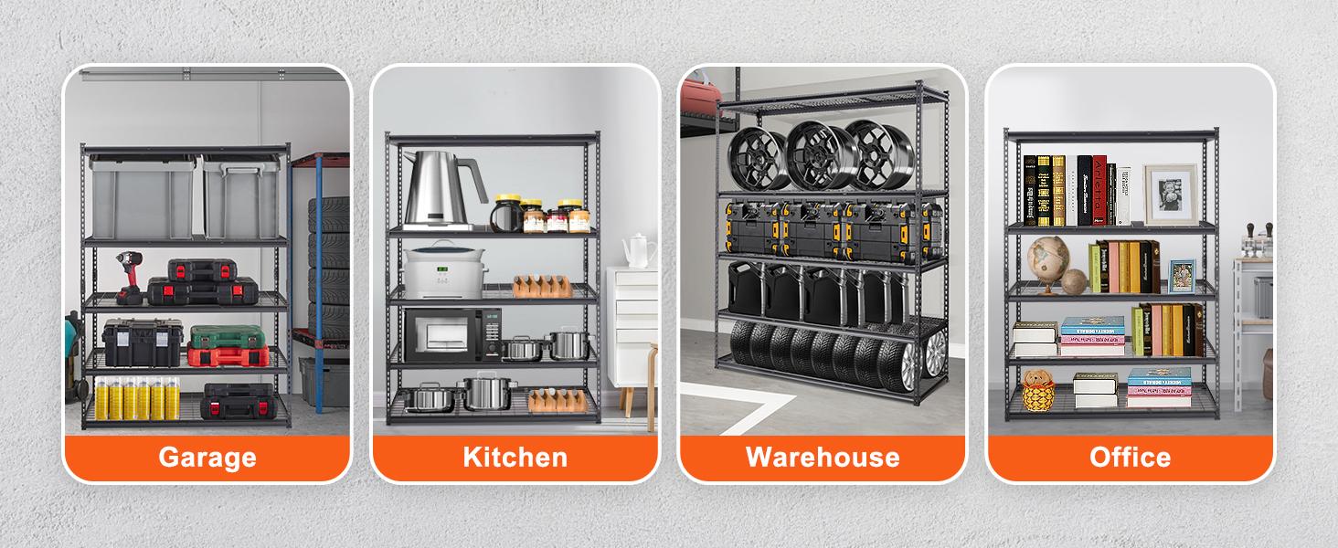 【BackToSchool】VEVOR Wire Shelving Unit, garage shelving unit heavy duty, 5-Tier 2000 lbs Capacity 36×16×72 Inch NSF Adjustable Metal Storage Rack for Kitchen, Pantry, Basement, Warehouse - Black, Adjustable Metal Racks, Durable Steel Stand, Garage Organ