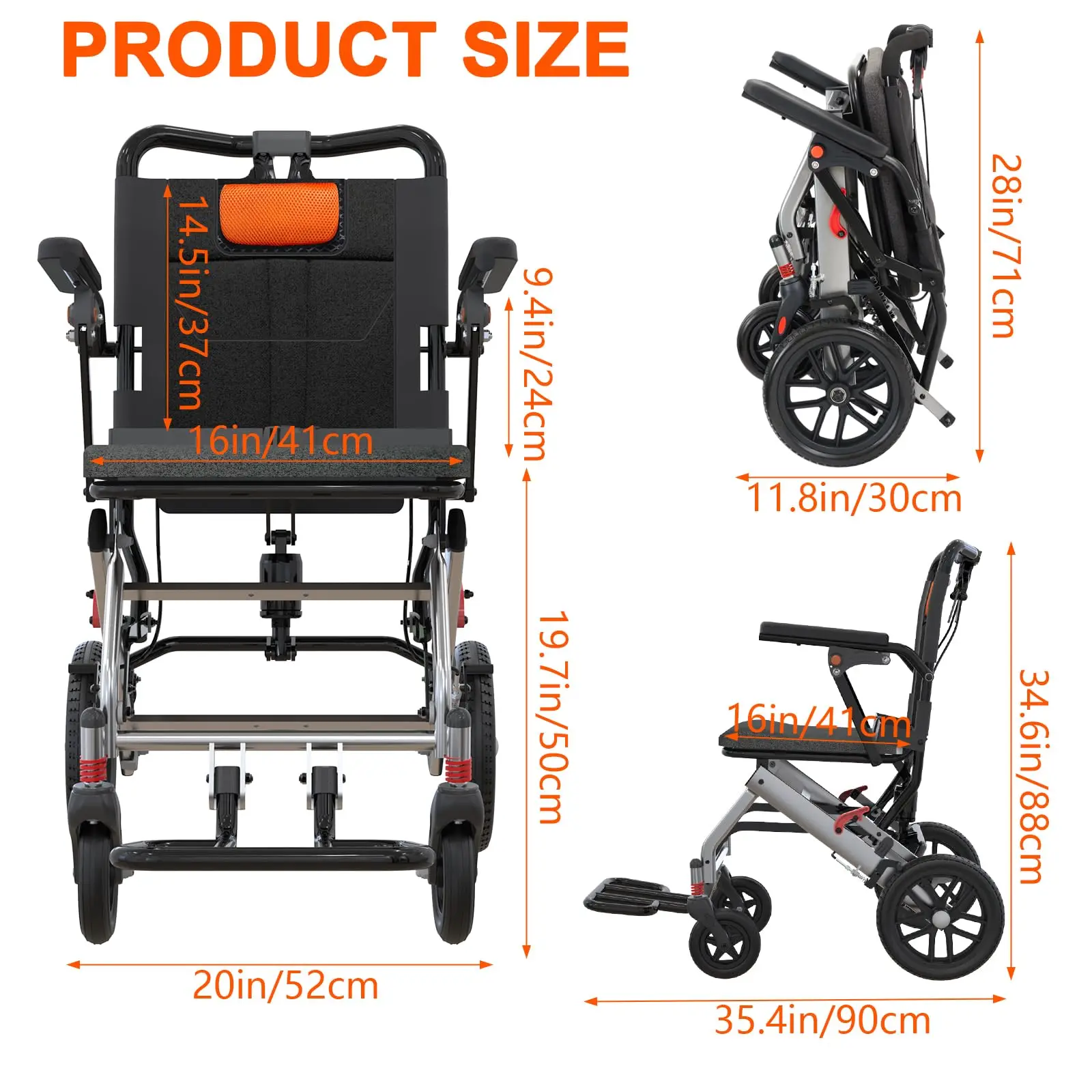 Silla de Ruedas Ligera y Plegable