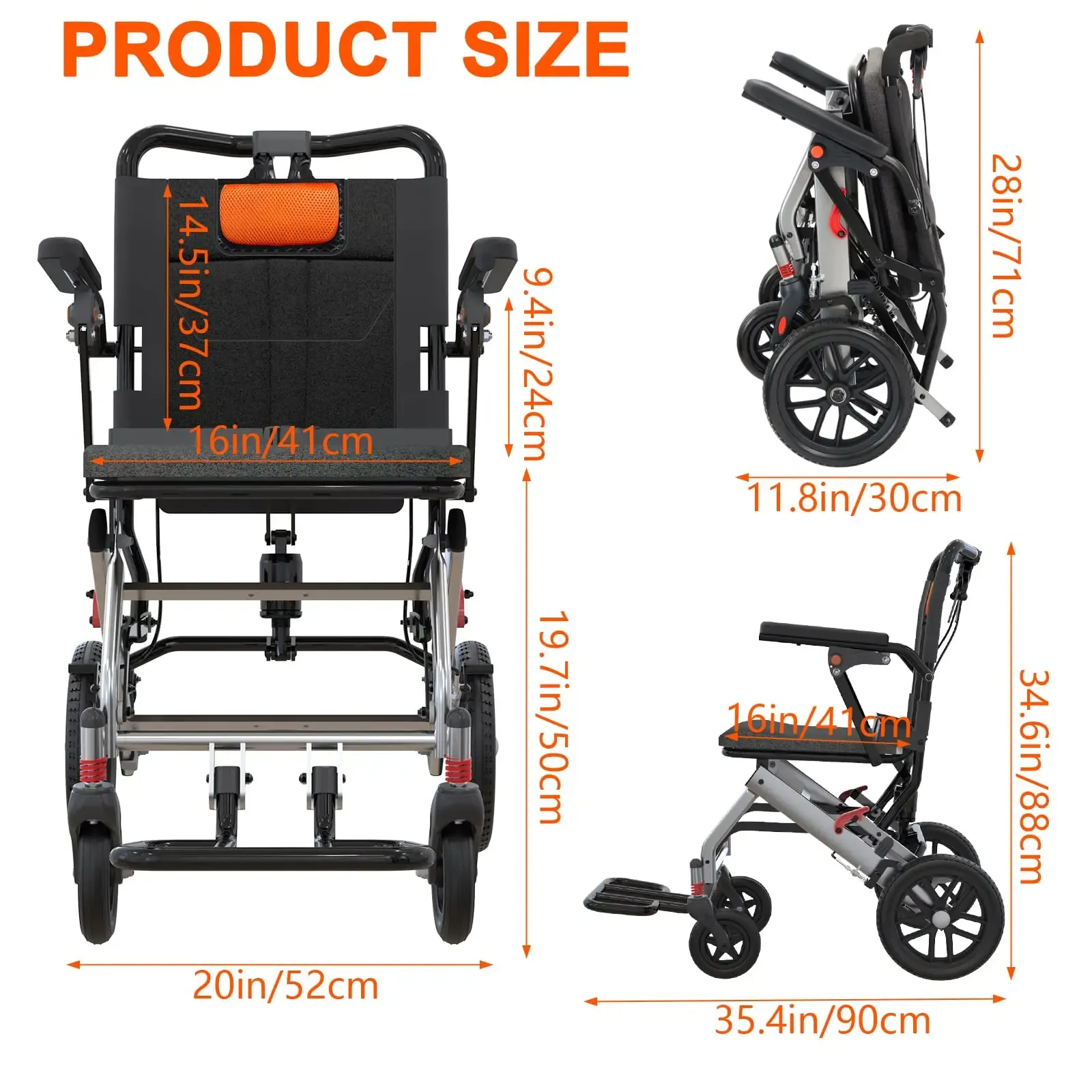 Silla de Ruedas Ligera y Plegable