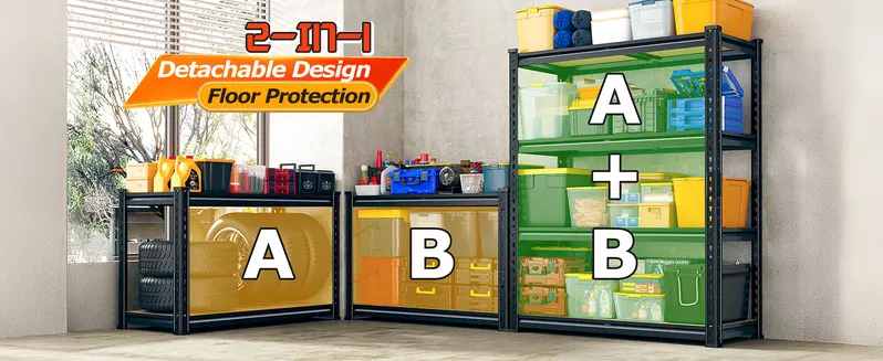Raybee 2-Pack 4-Tier Heavyduty Garage Shelving Units Metal Shelves Storage Height Adjustable Utility Racks for Warehouse Organizing Pantry Kitchen Basement Shelf Organiser 35.5"Wide 12" Deep 60" High Twin Size 71" Wide #TikTokShopStockUp
