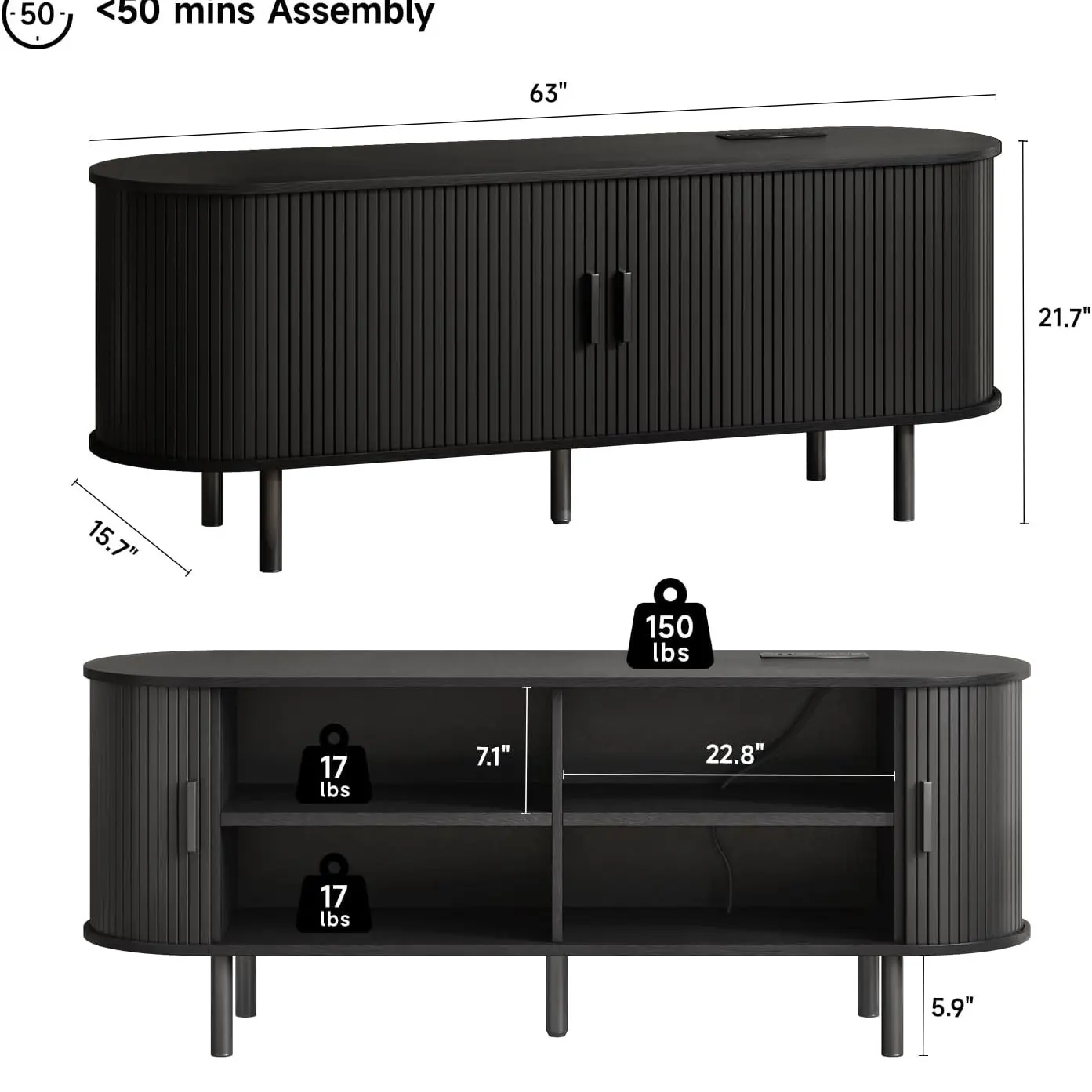 Mueble para TV con Puertas Corredizas