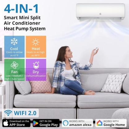 Aire acondicionado mini split Garvee de 24K/23K/18K/17K/12K/11.5K/9K BTU con bomba de calor, 22 SEER2, ultra silencioso, 110/115V/208-230V sin ductos, con WiFi y control por app, enfría y calienta hasta 1500 pies², incluye kit de instalación.