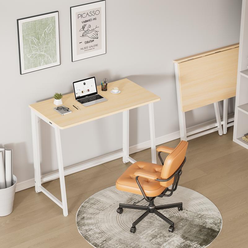 Escritorio de Acero y Madera de 31.5x15.75", Plegable y Ajustable, Sin Herramientas, Soporta 198.4 lb, Portátil
