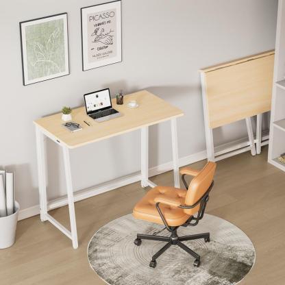 Escritorio de Acero y Madera de 31.5x15.75", Plegable y Ajustable, Sin Herramientas, Soporta 198.4 lb, Portátil
