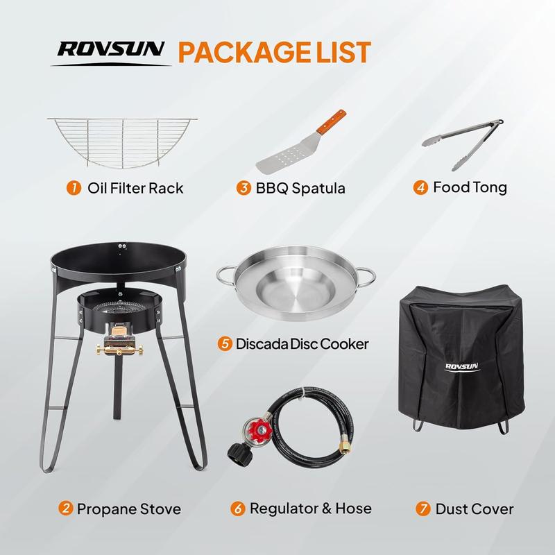 Comal cóncavo de 23" con estufa de propano de 80,000 BTU, disco para cocinar discada de acero inoxidable con base, ideal para tacos, carnitas, tortillas y cocina al aire libre