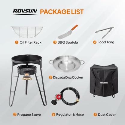 Comal cóncavo de 23" con estufa de propano de 80,000 BTU, disco para cocinar discada de acero inoxidable con base, ideal para tacos, carnitas, tortillas y cocina al aire libre