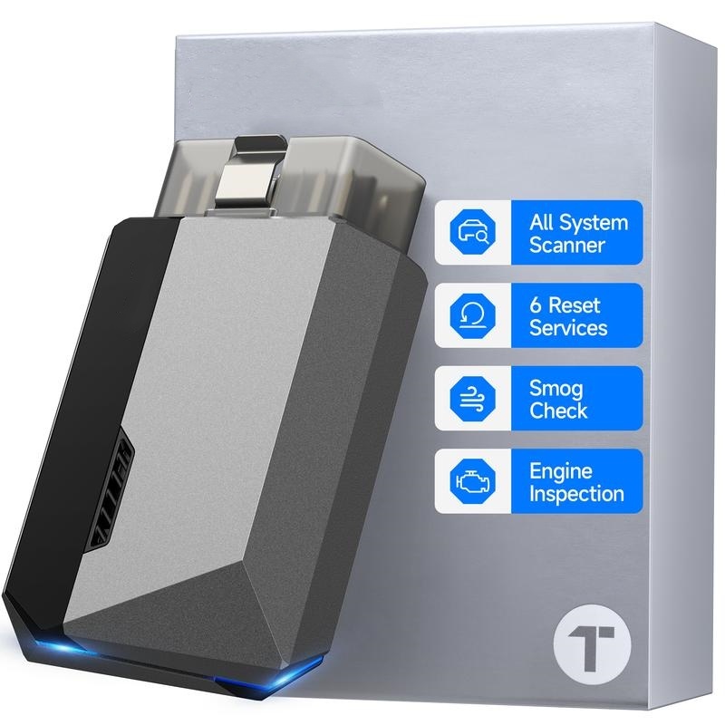 Escáner Automotriz OBD2 Bluetooth, Diagnóstico Completo del Vehículo para iPhone y Android, 6 Funciones de Mantenimiento, Prueba de Emisiones, Lectura y Borrado de Luz Check Engine, 1 Año de Actualizaciones Gratis