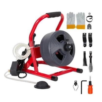 Máquina Eléctrica Destapacaños de 50 pies × 5/16", Motor de 120V 2.1A, Barrena para Tuberías con 6 Cortadores, Ideal para Tuberías de 3/4" a 3"