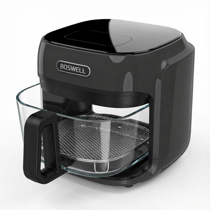 Freidora de Aire de Vidrio de 7.5 QT, Tazón Transparente Resistente al Calor, 1200W, 5 en 1, Cocina un Pollo Entero, Cocción Sin Aceite, Recipiente Apto para Lavavajillas, Ideal para Familias y Preparación de Comidas