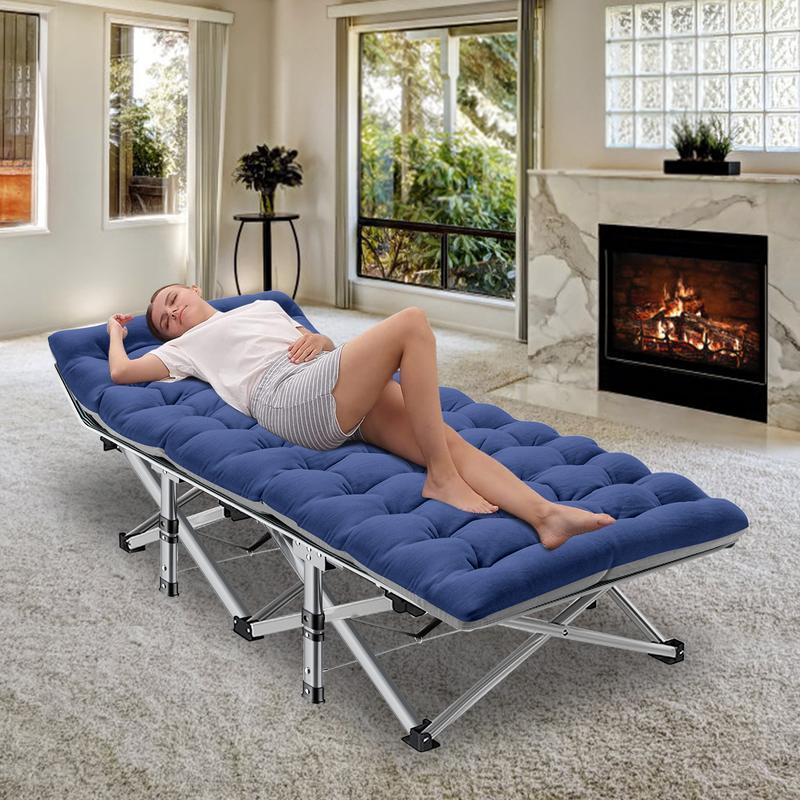 Cama plegable XXL para camping con colchón, estructura resistente y bolsa de transporte, cama portátil para exterior e interior, viajes, picnic, oficina, senderismo y pesca.
