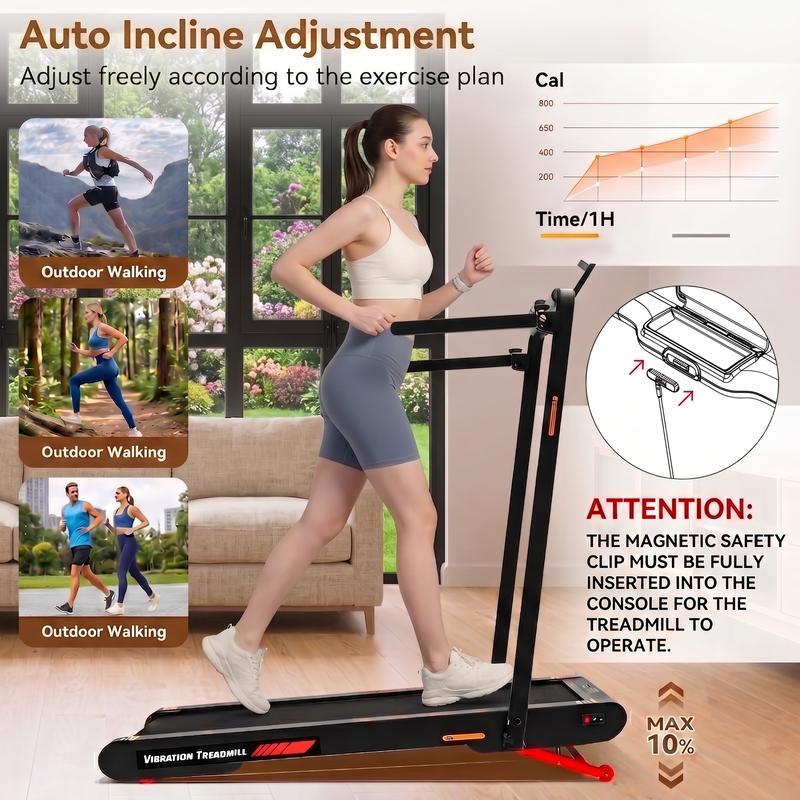 Caminadora Plegable con Pasamanos, Máquina de Ejercicio 5 en 1, Inclinación Manual y Automática, Portátil