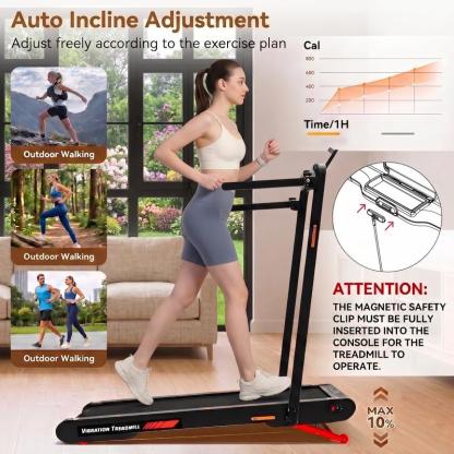 Caminadora Plegable con Pasamanos, Máquina de Ejercicio 5 en 1, Inclinación Manual y Automática, Portátil