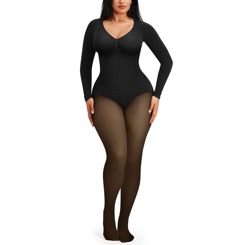 Body moldeador con forro polar, paneles transparentes, control de abdomen y realce de glúteos en 3 tonos.