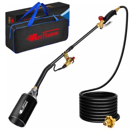 Kit de soplete de propano para eliminar maleza, con manguera de 3 m, encendido automático y bolsa de almacenamiento, ideal para fogatas y techos. No incluye tanque de propano.