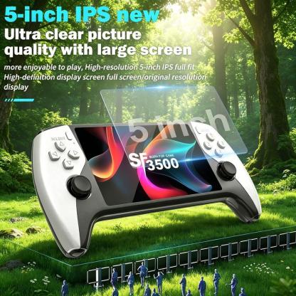 Consola de videojuegos portátil SF3500 HD de 5 pulgadas, sistema de juego portable y simulador de arcade retro con soporte para dos jugadores, salida a TV y reproducción de audio y video, perfecta para amantes de los juegos